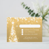 フェスティバルエレガントクリスマスウェディングRSVP金ゴールド 出欠カード (スタンド正面)