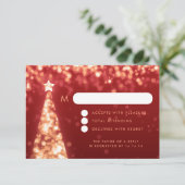 フェスティバルエレガントクリスマスウェディングRSVP金ゴールド 出欠カード (スタンド正面)