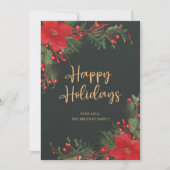 フェスティバルエレガントクリスマスグリーンレッドボタニカル シーズンカード (正面)