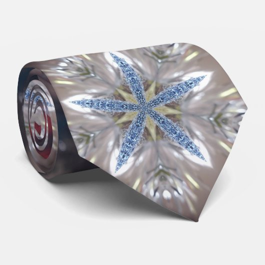 フェスティバルエレガントクリスマススターシャイニーブルーホワイト ネクタイ (ロール)
