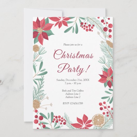 フェスティバルエレガントクリスマスパーティの招待状カード 招待状 (正面)