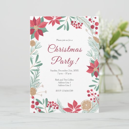 フェスティバルエレガントクリスマスパーティの招待状カード 招待状 (スタンド正面)