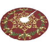 フェスティバルエレガントクリスマスレッド金ゴールド ブラッシュドポリエステルツリースカート (アングル)