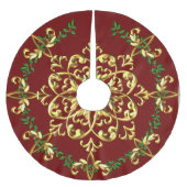 フェスティバルエレガントクリスマスレッド金ゴールド ブラッシュドポリエステルツリースカート (正面)