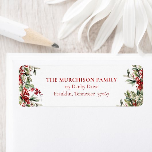 フェスティバルエレガントグリーナリーホリデー差出人住所 ラベル (インサイチュ)