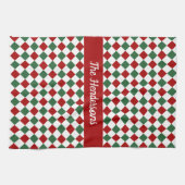 フェスティバルエレガントグリーンとレッドクリスマス キッチンタオル (横)