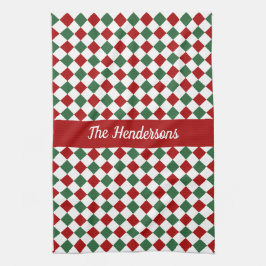 フェスティバルエレガントグリーンとレッドクリスマス キッチンタオル