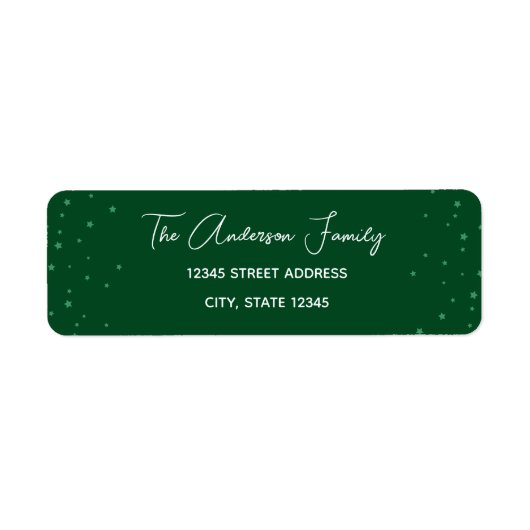 フェスティバルエレガントグリーンアンドスターリークリスマスホリデー ラベル (正面)