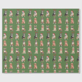 フェスティバルエレガントグリーンパピードッグクリスマス ラッピングペーパー (フラット)