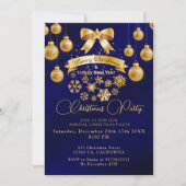 フェスティバルエレガントゴールデンボウブルークリスマスパーティー 招待状 (正面)