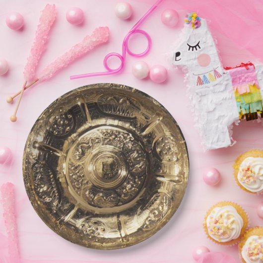 フェスティバルエレガントゴールデン装飾金ゴールドルック ペーパープレート (パーティー)