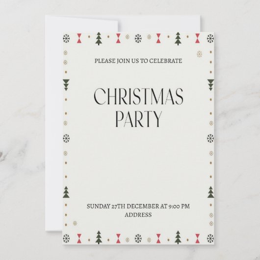 フェスティバルエレガントハッピークリスマスパーティの招待状 シーズンカード (正面)