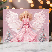 フェスティバルエレガントピンクエンジェルクリスマス シーズンカード