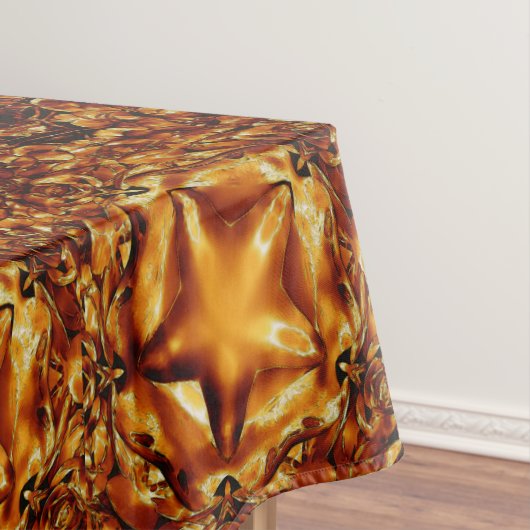 フェスティバルエレガントブラウン金ゴールド銅クリスマススターズ テーブルクロス (インサイチュ)