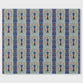 フェスティバルエレガントブルーメリークリスマスくるみクラッカー ラッピングペーパー (フラット)