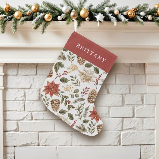 フェスティバルエレガントホリデーポインセチア ラージクリスマスストッキング