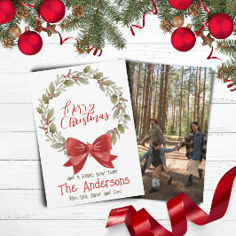 フェスティバルエレガントメリークリスマスリースレッドボウ シーズンカード