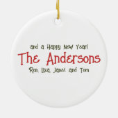 フェスティバルエレガントメリークリスマスリースレッドボウ セラミックオーナメント (裏面)