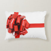 フェスティバルエレガントレッドクリスマスボウオンホワイトグラム アクセントクッション (正面)