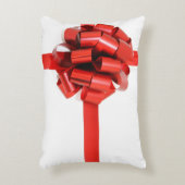 フェスティバルエレガントレッドクリスマスボウオンホワイトグラム アクセントクッション (正面(垂直))