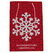 フェスティバルエレガントレッドスノーフレーク ミディアムペーパーバッグ (正面)