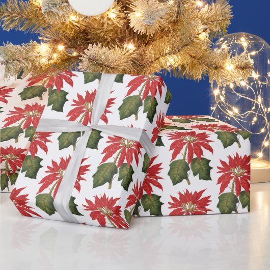 フェスティバルエレガントヴィンテージポインセチア花 ラッピングペーパー (クリスマス)