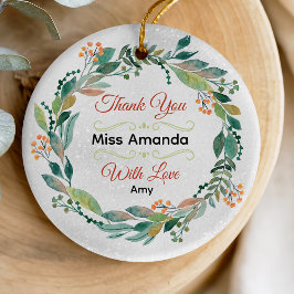 フェスティバルエレガント先生クリスマスリース セラミックオーナメント