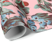 フェスティバルエレガント水彩赤ブルーベリーピンク ラッピングペーパー (ロールコーナー)