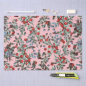 フェスティバルエレガント水彩赤ブルーベリーピンク 薄葉紙 (クラフト)