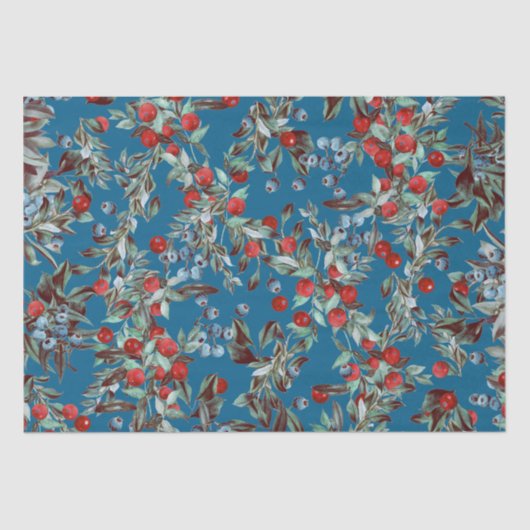 フェスティバルエレガント水彩赤ブルーベリーブルー 薄葉紙 (正面)