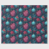 フェスティバルエレガント花模様とバウブルラッピング紙 ラッピングペーパー (フラット)