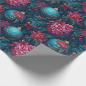 フェスティバルエレガント花模様とバウブルラッピング紙 ラッピングペーパー (角)