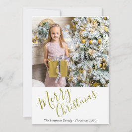 フェスティバルエレガント金ゴールドスクリプトメリークリスマスフォト シーズンカード