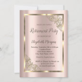 フェスティバルエレガント金ゴールドフレーム、バラ金ゴールドリタイア 招待状 (正面)