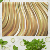 フェスティバルエレガント金ゴールド抽象芸術の流ストライプれ キッチンタオル (折り畳み)