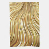 フェスティバルエレガント金ゴールド抽象芸術の流ストライプれ キッチンタオル (縦)