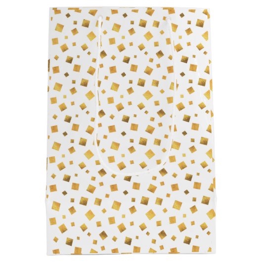 フェスティバルエレガント金ゴールド紙吹雪 ミディアムペーパーバッグ (裏面)