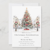 フェスティバルオフィス企業のクリスマスお祝い 招待状 (正面)