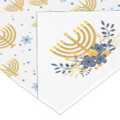 フェスティバルオブライツハヌカー |ヴィンテージ白 ショートテーブルランナー (コーナー)