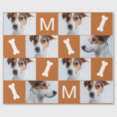 フェスティバルオレンジドッグボーンズ写真コラージクリスマス ラッピングペーパー (フラット)