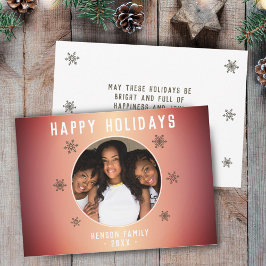 フェスティバルオレンジメタリックスノーフレーク写真クリスマス シーズンカード