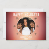 フェスティバルオレンジメタリックスノーフレーク写真クリスマス シーズンカード (正面)