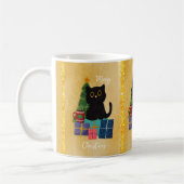 フェスティバルオレンジメリークリスマスブラックキャットコーヒー コーヒーマグカップ (左)