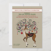 フェスティバルオーナメントトナカイおもしろいカスタムクリスマス 招待状 (正面)