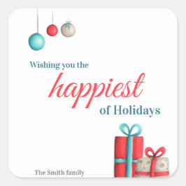 フェスティバルオーナメントプレゼントクリスマス スクエアシール