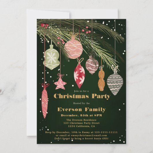 フェスティバルオーナメントメリークリスマスイラスト 招待状 (正面)