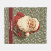 フェスティバルオールドファッションドサンタコージークリスマススロー フリースブランケット (正面(横))