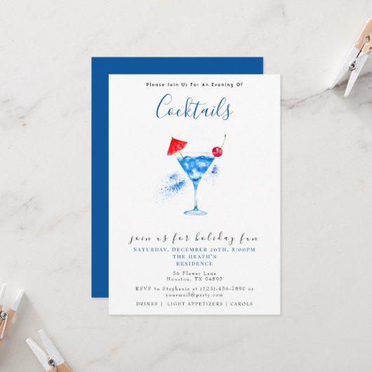 フェスティバルカクテルクリスマスパーティの招待状 招待状 (正面/裏面インサイチュ)