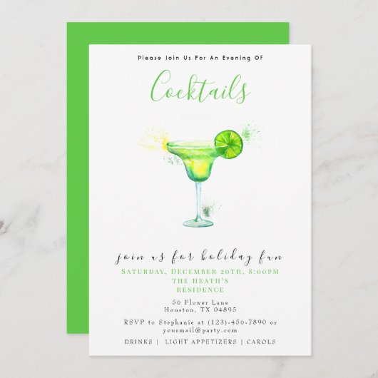 フェスティバルカクテルクリスマスパーティー 招待状 (正面/裏面)