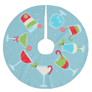 フェスティバルカクテルドリンクスクリスマスホリデイ ブラッシュドポリエステルツリースカート